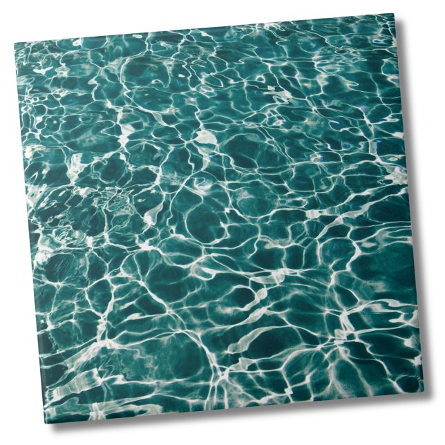 Blue Bassäng Vatten Kakelplatta (Peaceful Summer Aqua Blue Swimming Pool Water Ceramic Tile)