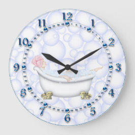 Blue Bathroom Bubbles Stor Klocka