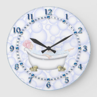 Blue Bathroom Bubbles Stor Klocka