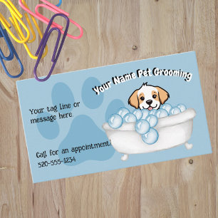 Blue Bathtub Bubbles Hund Groomer Services Visitkort