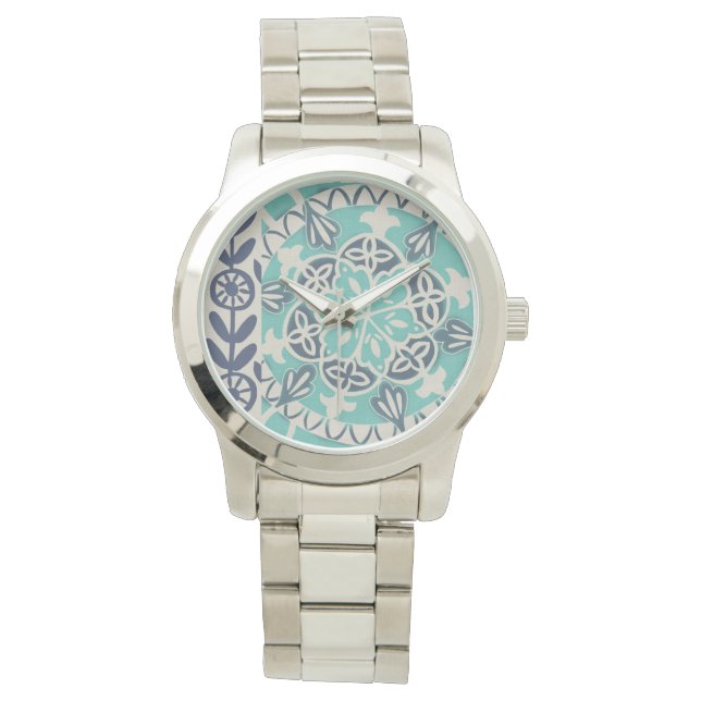 Blue Batik Tile I Armbandsur (Framsida)