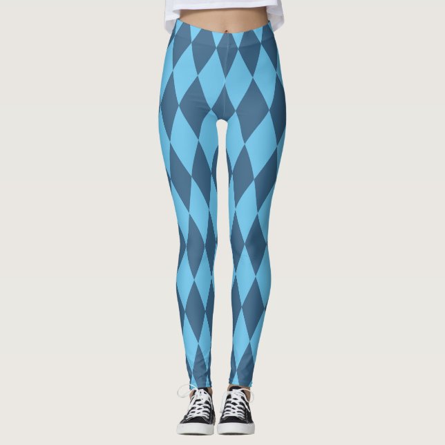 Blue Bavaria Rhombus Flagga Mönster Leggings (Framsida)