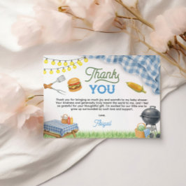 Blue BBQ Baby Shower 5 x 3,5 Tack Kort