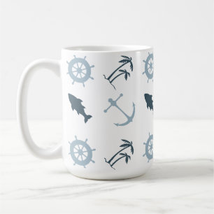 Blue Beach Anchors Handflatan Träd Kaffemugg