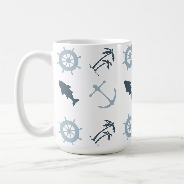 Blue Beach Anchors Handflatan Träd Kaffemugg (Vänster)