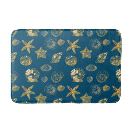 Blue Beach Guld Snäckor Badrumsmatta