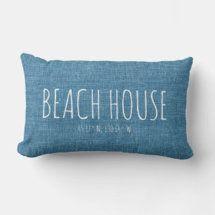 Blue Beach House Anpassade Koordinater Lumbarkudde