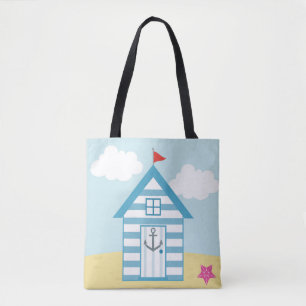 Blue Beach Hut Tygkasse