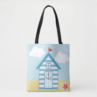 Blue Beach Hut Tygkasse