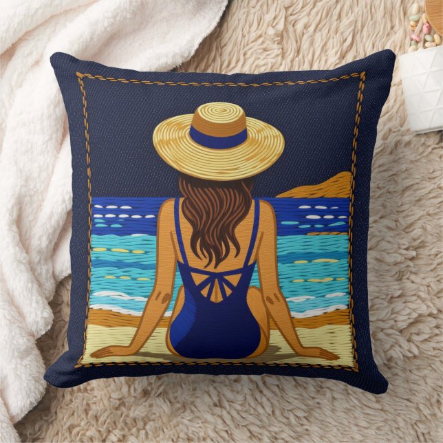 Blue Beach Noir Kudde (Filt)