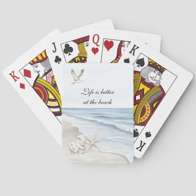 Blue Beach Ocean Starfish Sea Birds  Casinokort (Baksidan)