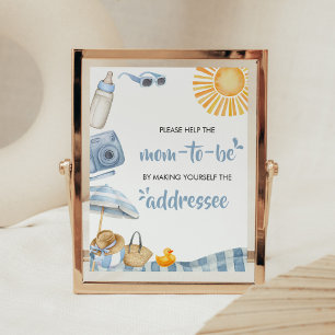 Blue Beach Summer Baby Shower Kuvert Station Poster