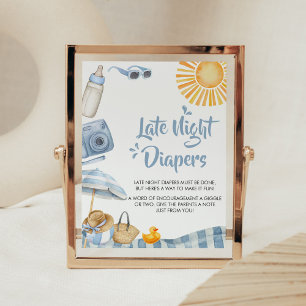 Blue Beach Summer Baby Shower Late Night Diables Poster