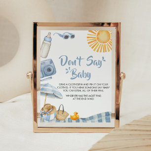 Blue Beach Summer Baby Shower Säg inte Baby Poster