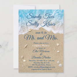 Blue Beach Vågar Sandy Toes Couppes Shower Inbjudningar