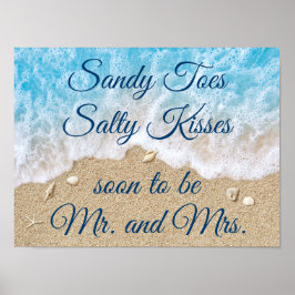 Blue Beach Vågar Sandy Toes Salty Kisses Poster