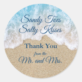 Blue Beach Vågar Sandy Toes Salty Kisses Tack Runt Klistermärke