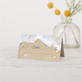 Blue Beach Waves Bat Mitzvah Folded Placeringskort