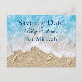 Blue Beach Waves Bat Mitzvah Save the Date Inbjudan Vykort