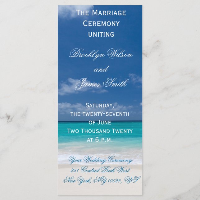Blue Beach Wedding Ceremony-program Program (Framsida)