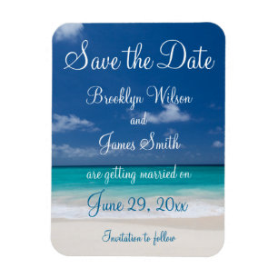 Blue Beach Wedding Spara datum magneter