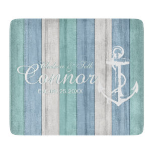 Blue Beach Wood Nautical Rand & Anchor