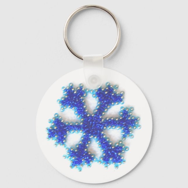 Blue Bead Snowflake Nyckelring (Framsida)