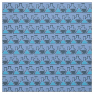 Blue Beakers Chemistry Science Tiled Design Fabric Tyg