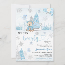 Blue Bear Baby Shower Inbjudningar