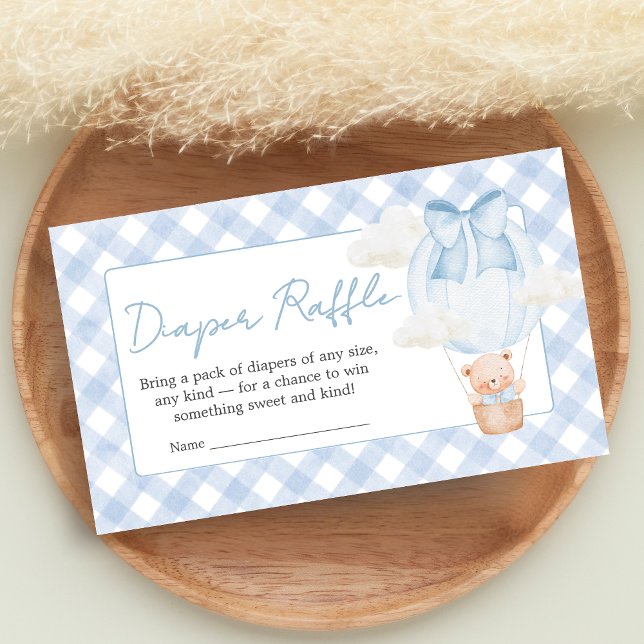Blue Bear Bearly Wait Baby Shower Diaper Raffle Tilläggskort (Bear Baby Shower Diaper Raffle)