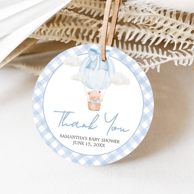Blue Bear Bearly Wait Baby Shower  Gåvor Etiketter (Bear Baby Shower Favor Tags)