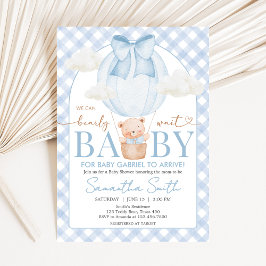 Blue Bear Bearly Wait Baby Shower Inbjudningar