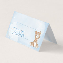 Blue Bear Boy's Baby Shower Birthday Bordsnummer Kort
