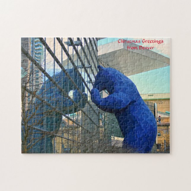 Blue Bear Monument Denver Jigszle Puzzle Pussel (Horisontell)