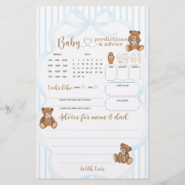 Blue Bearly Wait Baby Shower Förutsägelselek