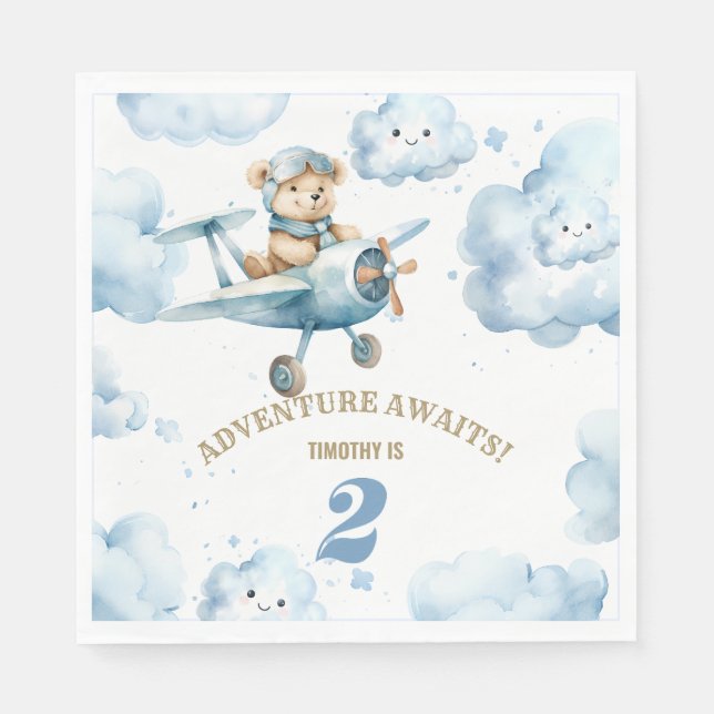 Blue Bear's Birthday Bonanza: Flygning till år 2 Pappersservett (Framsidan)