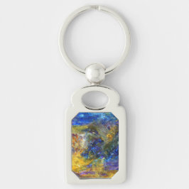 Blue Beast Running Rektangulärt Silverfärgad Nyckelring