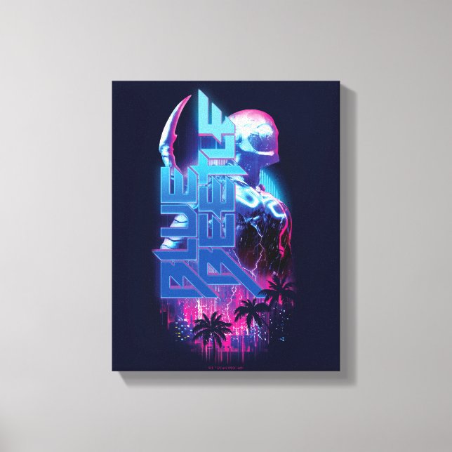 Blue Beetle Retrowave City Ljus Canvastryck (Framsida)