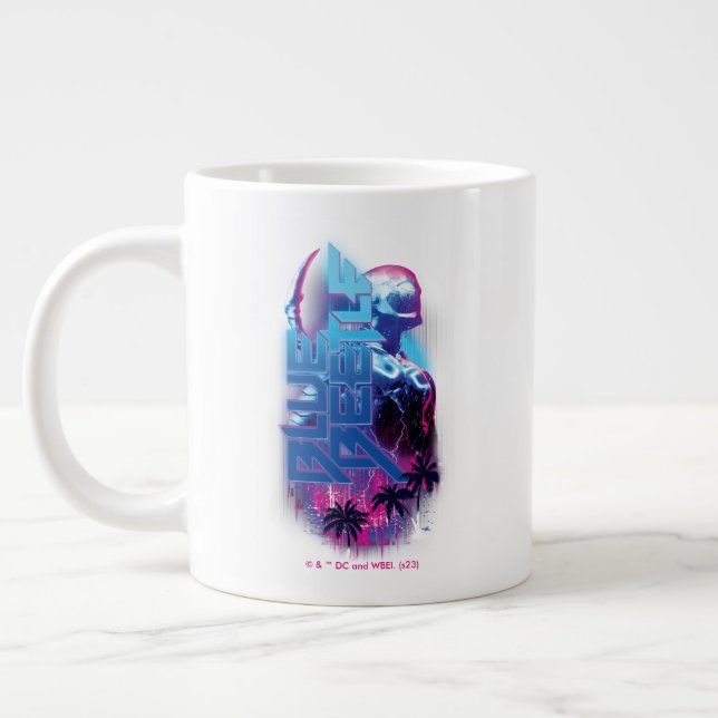 Blue Beetle Retrowave City Ljus Jumbo Mugg (Vänster)
