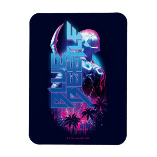 Blue Beetle Retrowave City Ljus Magnet