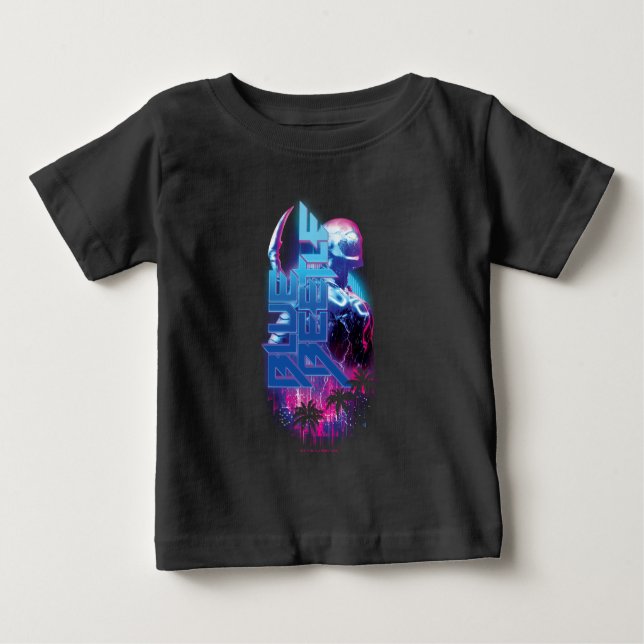 Blue Beetle Retrowave City Ljus T Shirt (Framsida)