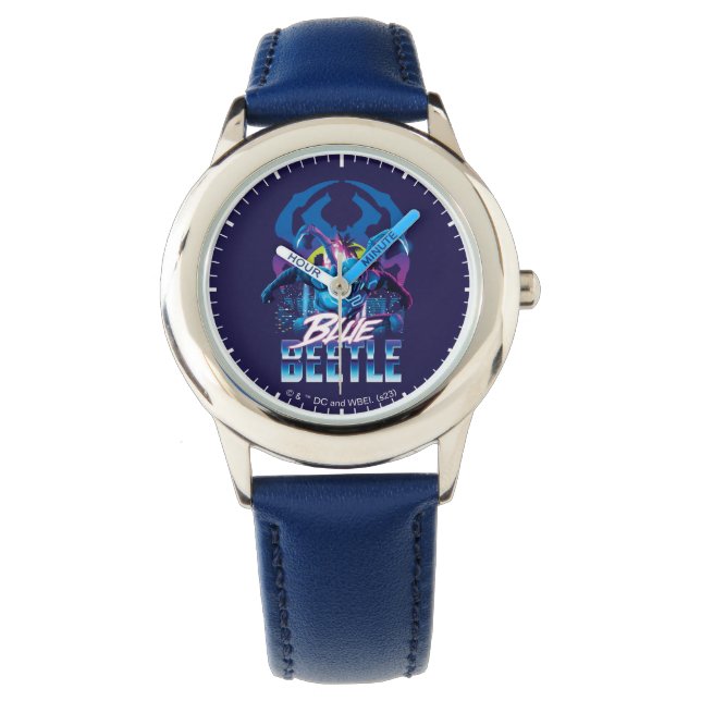 Blue Beetle Retrowave City Sunset Armbandsur (Framsida)
