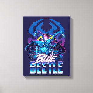 Blue Beetle Retrowave City Sunset Canvastryck
