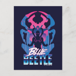 Blue Beetle Retrowave Versus Grafik Vykort