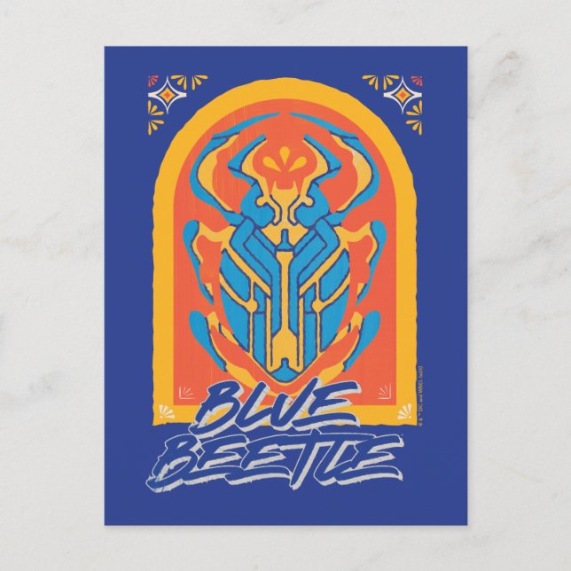 Blue Beetle Scarab Talavera-grafik Vykort (Framsida)