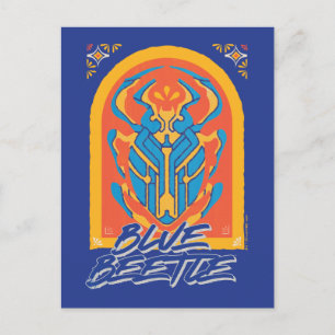 Blue Beetle Scarab Talavera-grafik Vykort
