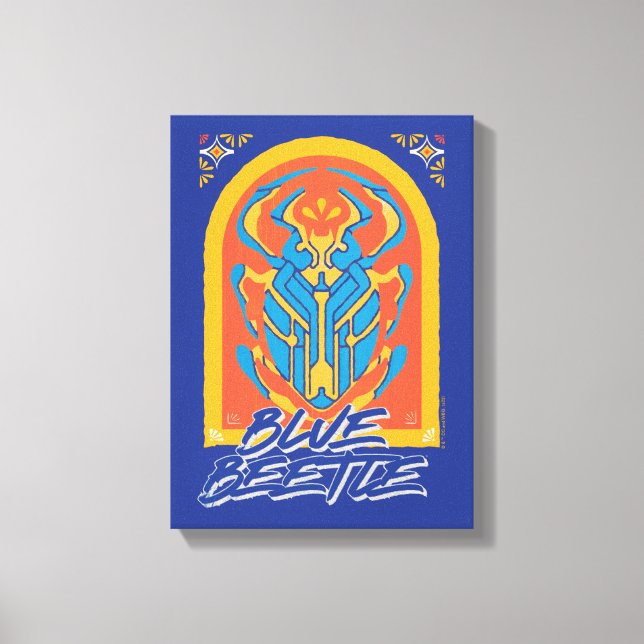 Blue Beetle Scarab Talavera Graphic Canvastryck (Framsida)