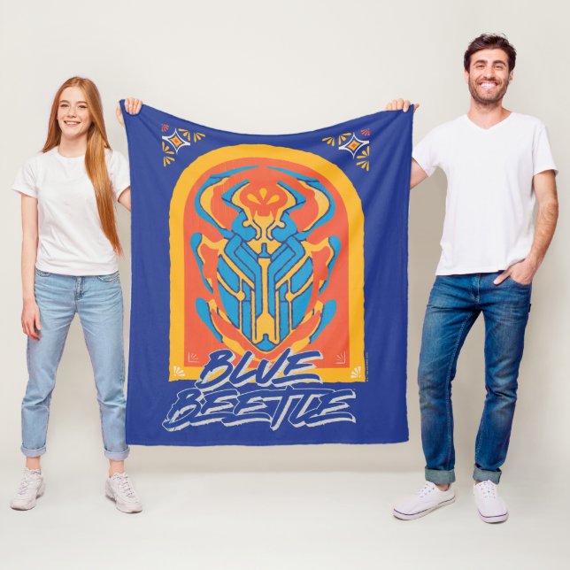 Blue Beetle Scarab Talavera Graphic Fleecefilt (På plats)