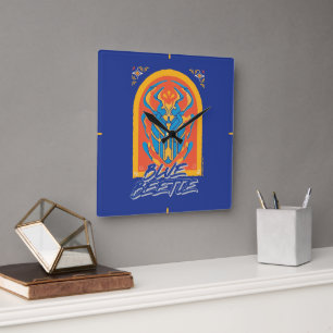 Blue Beetle Scarab Talavera Graphic Fyrkantig Klocka