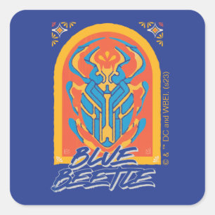 Blue Beetle Scarab Talavera Graphic Fyrkantigt Klistermärke